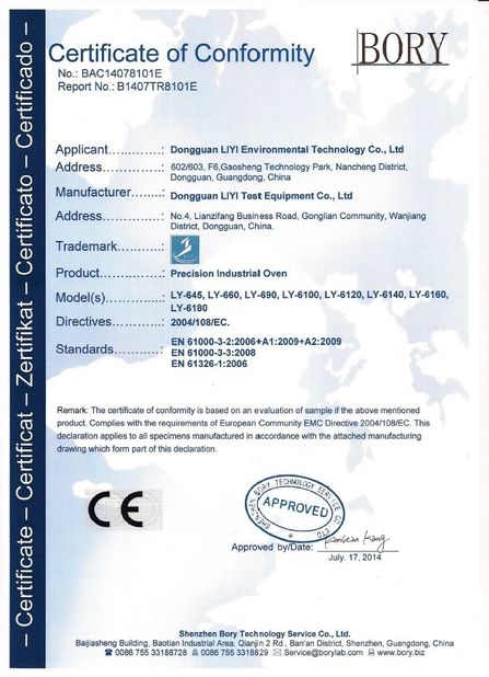 Κίνα Dongguan Liyi Environmental Technology Co., Ltd. Πιστοποιήσεις